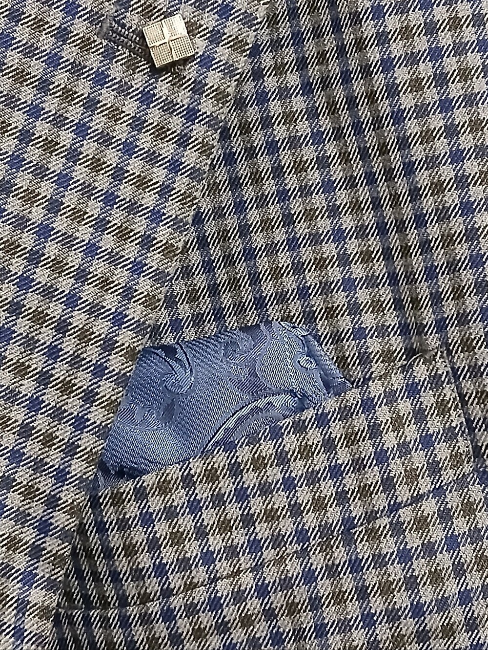 5XL Men's Blue Check Sport Coat Blazer - Tailored Smart-Casual Jacket 62R/64R
